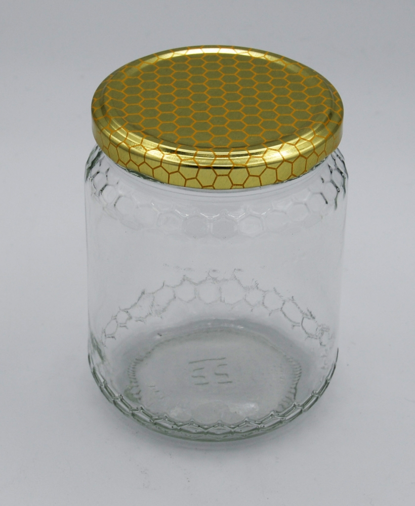 Pot en verre de 500g de miel avec couvercle twist-off, emballage, produits